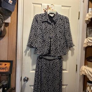 Women's Black and White Skirt Set